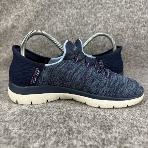 ✅ Womens 6 Skechers Slip-Ins Memory Foam Athletic Sneakers Blue Casual Comfort - Picture 10 of 13